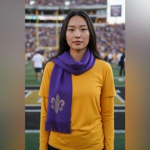 Purple Fleur De Lis Oblong Scarf